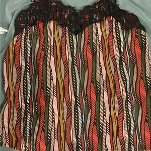 Willow and root Multicolor lace trim Pattern Top size small